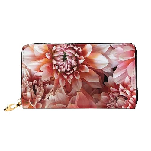 FROON Lange Handheld Leder Geldbörse Mode Pfingstrose Blumen Brieftasche Business Leder Pocketbook Geldtasche für Geschenke, Schwarz , Einheitsgröße von FROON