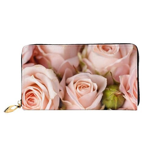 FROON Lange Handheld Leder Geldbörse Mode Rosa Rosen Brieftasche Business Leder Pocketbook Geldtasche für Geschenke, Schwarz , Einheitsgröße von FROON