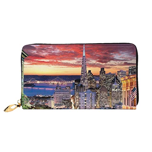 FROON Lange Handheld Leder Geldbörse Mode San Francisco Brieftasche Business Leder Pocketbook Geldtasche für Geschenke, Schwarz , Einheitsgröße von FROON