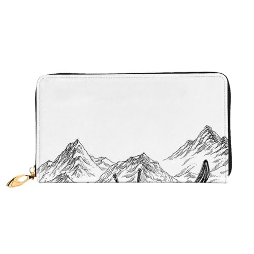 FROON Lange Leder-Geldbörse, modisch, Ski-Thema, Business-Ledertasche, Geldtasche für Geschenke, Schwarz , Einheitsgröße von FROON