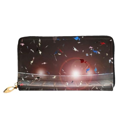 FROON Lange Leder-Geldbörse, modisch, Stadion, Fußball, Arena, Sport, Business, Leder, Taschenbuch, Geldtasche für Geschenke, Schwarz , Einheitsgröße von FROON