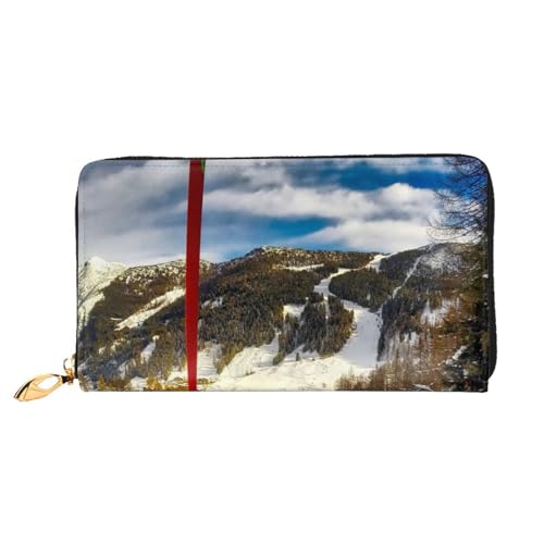 FROON Lange Leder-Geldbörse, modisch, Winter, Skifahren, Business, Leder, Taschenbuch, Geldtasche für Geschenke, Schwarz , Einheitsgröße von FROON