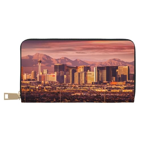 FROON Las Vegas Sunset Long Faux Leather Clutch Chic Stylish Women's Wallets for Modern Women Large Capacity Card Holder and Organizer Pockets Durable Purse Handbag for Everyday Travel, weiß, von FROON