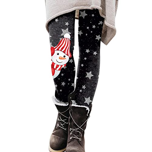 FROON Leggings Weihnachten Damen Warm High Waist Skinny Thermo Leggings Winter Muster Push Up Weihnachtsleggings Stretch Workout Yoga Sport Jogginghose Weihnachts Hose Fleecefutter von FROON