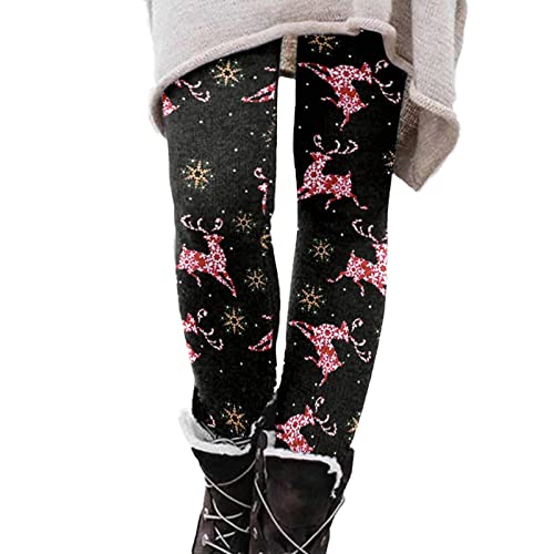 FROON Leggings Weihnachten Damen Warm High Waist Skinny Thermo Leggings Winter Muster Push Up Weihnachtsleggings Stretch Workout Yoga Sport Jogginghose Weihnachts Hose Fleecefutter von FROON