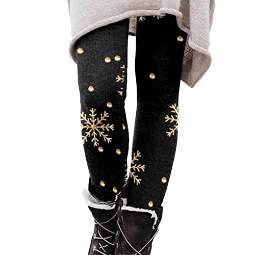 FROON Leggings Weihnachten Damen Warm High Waist Skinny Thermo Leggings Winter Muster Push Up Weihnachtsleggings Stretch Workout Yoga Sport Jogginghose Weihnachts Hose Fleecefutter von FROON