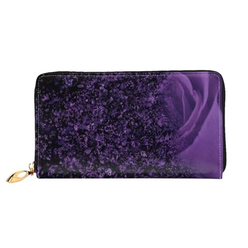 FROON Lila Rose Lange Clutch Geldbörse Leder Geldbörsen Clutch Leder Geldbörsen Mode Leder Geldtasche Lange Bifold Leder Billfold, Schwarz , Einheitsgröße von FROON