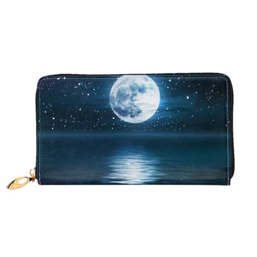 FROON Night Sky Lange Clutch Geldbörse Leder Geldbörsen Clutch Leder Geldbörsen Mode Leder Geldtasche Lange Bifold Leder Billfold, Schwarz , Einheitsgröße von FROON