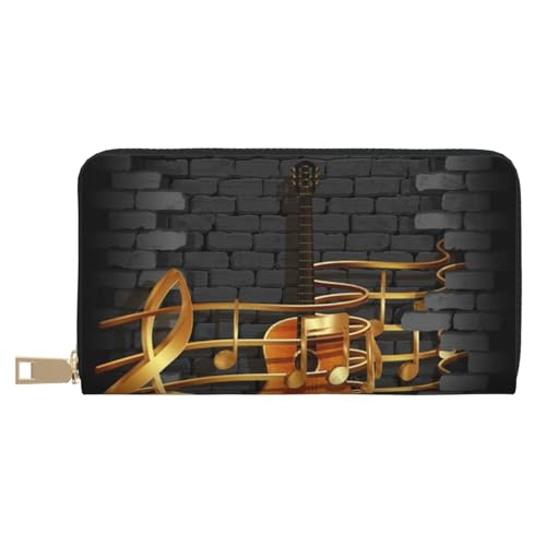 FROON Note Guitar Long Faux Leather Clutch Chic Stylish Women's Wallets for Modern Women Large Capacity Card Holder and Organizer Pockets Durable Purse Handbag for Everyday Travel, weiß, Einheitsgröße von FROON