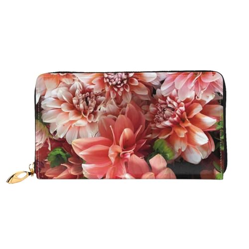 FROON Pfingstrose Blumen Lange Kupplung Geldbörse Leder Geldbörsen Clutch Leder Geldbörsen Mode Leder Geldtasche Lange Bifold Leder Billfold, Schwarz , Einheitsgröße von FROON