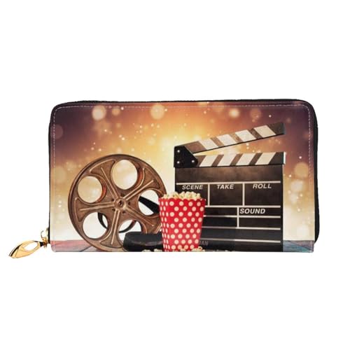 FROON Popcorn und Film Ausrüstung Lange Clutch Brieftasche Leder Geldbörsen Clutch Leder Geldbörsen Mode Leder Geldtasche Lange Bifold Leder Billfold, Schwarz , Einheitsgröße von FROON