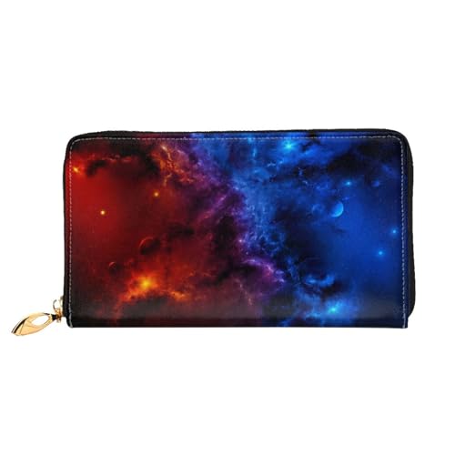 FROON Rot und Blau Himmel Lange Kupplung Brieftasche Leder Geldbörsen Clutch Leder Geldbörsen Mode Leder Geldtasche Lange Bifold Leder Billfold, Schwarz , Einheitsgröße von FROON