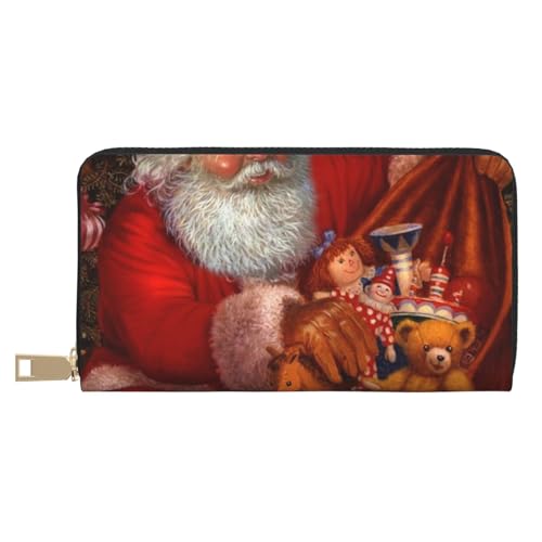 FROON Santa's Gift Bag Long Faux Leather Clutch Chic Stylish Women's Wallets for Modern Women Large Capacity Card Holder and Organizer Pockets Durable Purse Handbag for Everyday Travel, weiß, von FROON