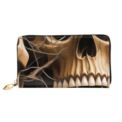 FROON Schädel Lange Clutch Geldbörse Leder Geldbörsen Clutch Leder Geldbörsen Mode Leder Geldtasche Lange Bifold Leder Billfold, Schwarz , Einheitsgröße von FROON