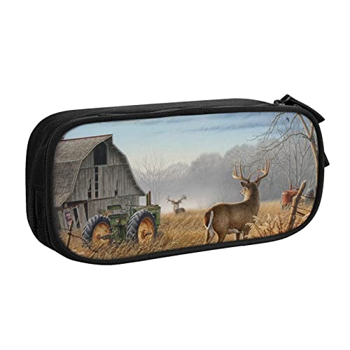 FROON Tasche für Schule, Bürobedarf, Bauernhof mit Hirsch, großes Fassungsvermögen, Federmäppchen für Studenten, Schreibwaren-Tasche, Stiftebox, Schreibtisch-Organizer mit glattem Reißverschluss, von FROON