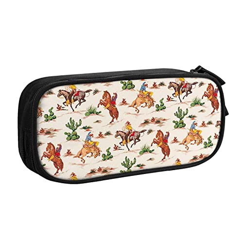 FROON Tasche für Schule, Bürobedarf, Cowboy, Reit, Pferd, großes Fassungsvermögen, Federmäppchen für Studenten, Schreibwaren-Tasche, Stiftebox, Schreibtisch-Organizer mit glattem Reißverschluss, von FROON
