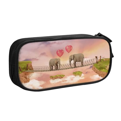 FROON Tasche für Schule, Bürobedarf, Elefant auf einer Brücke, großes Fassungsvermögen, Federmäppchen für Studenten, Schreibwaren-Tasche, Stiftebox, Schreibtisch-Organizer mit glattem Reißverschluss, von FROON