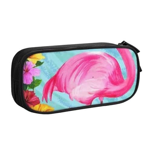 FROON Tasche für Schule, Bürobedarf, Flamingo-Blumen, großes Fassungsvermögen, Federmäppchen für Studenten, Schreibwaren-Tasche, Stiftebox, Schreibtisch-Organizer mit glattem Reißverschluss, tragbarer von FROON