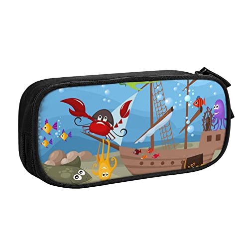 FROON Tasche für Schule, Bürobedarf, Ozean, Unterwasserfisch, großes Fassungsvermögen, Federmäppchen für Studenten, Schreibwaren-Tasche, Stiftebox, Schreibtisch-Organizer mit glattem Reißverschluss, von FROON