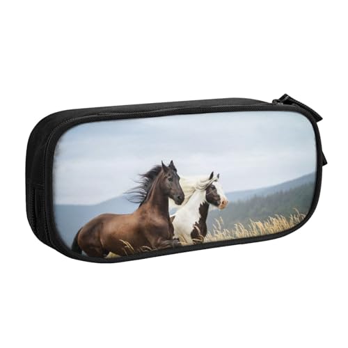 FROON Tasche für Schule, Bürobedarf, Pferde, Laufen, Kunst, großes Fassungsvermögen, Federmäppchen für Studenten, Schreibwaren-Tasche, Stiftebox, Schreibtisch-Organizer mit glattem Reißverschluss, von FROON