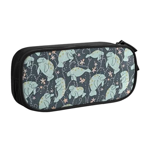 FROON Tasche für Schule, Bürobedarf, Seekuh, Tiere, großes Fassungsvermögen, Federmäppchen für Studenten, Schreibwaren-Tasche, Stiftebox, Schreibtisch-Organizer mit glattem Reißverschluss, tragbarer von FROON