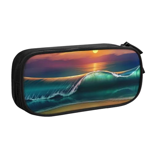 FROON Tasche für Schule, Bürobedarf, Sonnenuntergang, Meer, großes Fassungsvermögen, Federmäppchen für Studenten, Schreibwaren-Tasche, Stiftebox, Schreibtisch-Organizer mit glattem Reißverschluss, von FROON