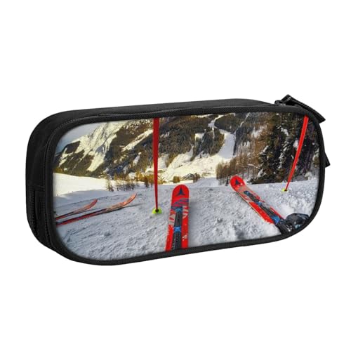 FROON Tasche für Schule, Bürobedarf, Winter, Skifahren, großes Fassungsvermögen, Federmäppchen für Studenten, Schreibwaren-Tasche, Schreibtisch-Organizer mit glattem Reißverschluss, tragbarer von FROON