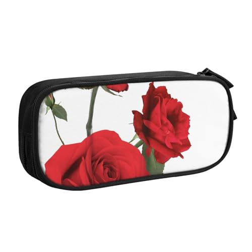 FROON Tasche für Schule, Bürobedarf, rote Rose, großes Fassungsvermögen, Federmäppchen für Studenten, Schreibwaren-Tasche, Schreibtisch-Organizer mit glattem Reißverschluss, tragbarer Bleistift, von FROON