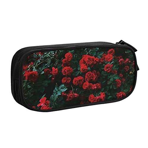 FROON Tasche für Schule, Bürobedarf, rote und schwarze Rose, großes Fassungsvermögen, Federmäppchen für Studenten, Schreibwaren-Tasche, Stiftebox, Schreibtisch-Organizer mit glattem Reißverschluss, von FROON
