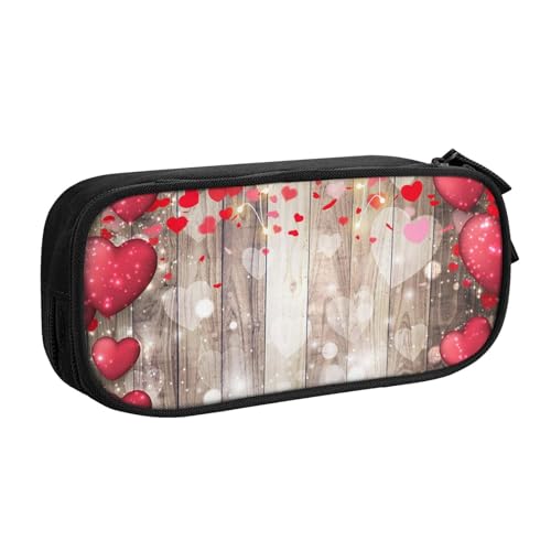 FROON Tasche für Schule, Bürobedarf, rotes Liebesherz, großes Fassungsvermögen, Federmäppchen für Studenten, Schreibwaren-Tasche, Stiftebox, Schreibtisch-Organizer mit glattem Reißverschluss, von FROON