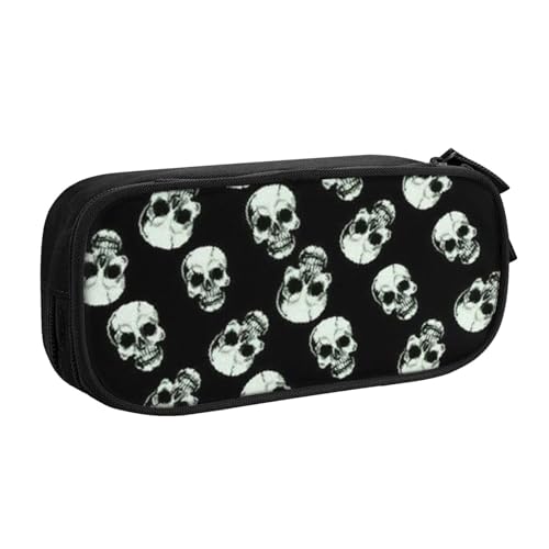 FROON Tasche für Schule, Bürobedarf, schwarzer Totenkopf, großes Fassungsvermögen, Federmäppchen für Studenten, Schreibwaren-Tasche, Schreibtisch-Organizer mit glattem Reißverschluss, tragbarer von FROON