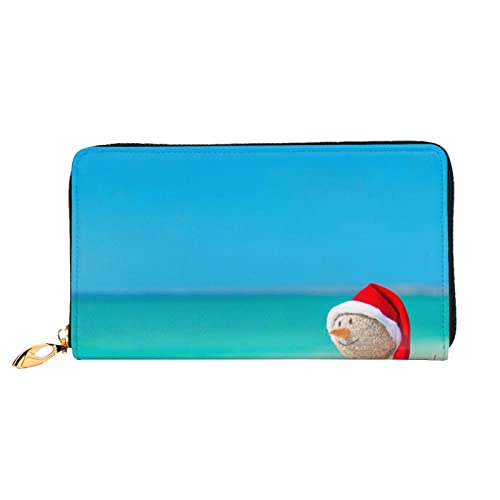 FROON The Sea Geldbörse aus Leder, lang, modisch, Weihnachtsmütze, Business-Leder, Taschenbuch, Geldtasche für Geschenke, Schwarz , Einheitsgröße von FROON