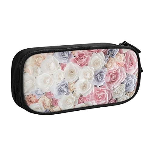 Federmäppchen für Schule, Bürobedarf, Rosenblüten, großes Fassungsvermögen, Federmäppchen für Studenten, Schreibwaren-Tasche, Schreibtisch-Organizer mit glattem Reißverschluss, tragbarer Bleistift, von FROON