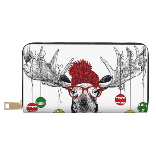 Lustiges Weihnachts-Hirsch-langes Kunstleder-Clutch, schick, stilvolle Damen-Geldbörsen für moderne Frauen, großes Fassungsvermögen, Kartenhalter und Organizer-Taschen, strapazierfähige Geldbörse, von FROON