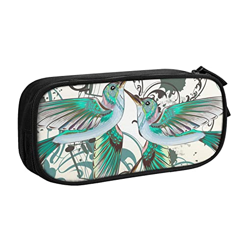 Tasche für Schule, Bürobedarf, Blaugrün, Vögel, Musiknoten, großes Fassungsvermögen, Federmäppchen für Studenten, Schreibwaren-Tasche, Stiftebox, Schreibtisch-Organizer mit glattem Reißverschluss, von FROON