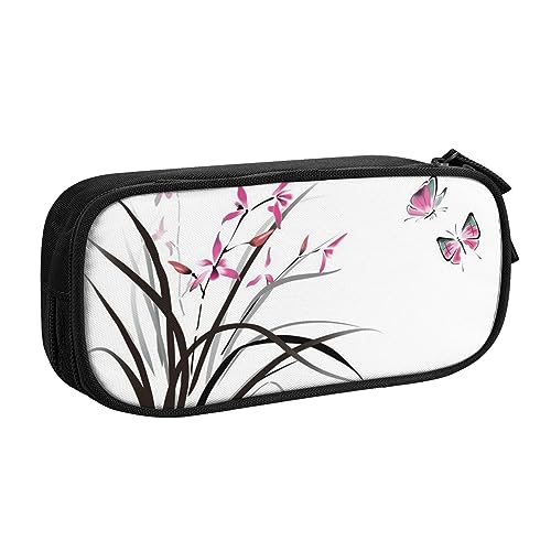 Tasche für Schule, Bürobedarf, Blumenmuster, Schmetterling, großes Fassungsvermögen, Federmäppchen für Studenten, Schreibwaren-Tasche, Schreibtisch-Organizer mit glattem Reißverschluss, tragbarer von FROON