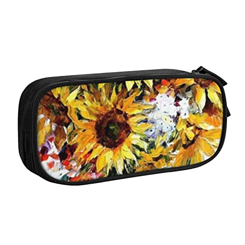 Tasche für Schule, Bürobedarf, Ölgemälde, Sonnenblume, großes Fassungsvermögen, Federmäppchen für Studenten, Schreibwaren-Tasche, Stiftebox, Schreibtisch-Organizer mit glattem Reißverschluss, von FROON