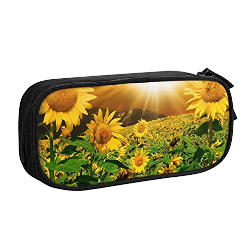 Tasche für Schule, Bürobedarf, Sonnenblumen unter Wolken, großes Fassungsvermögen, Federmäppchen für Studenten, Schreibwaren-Tasche, Stiftebox, Schreibtisch-Organizer mit glattem Reißverschluss, von FROON
