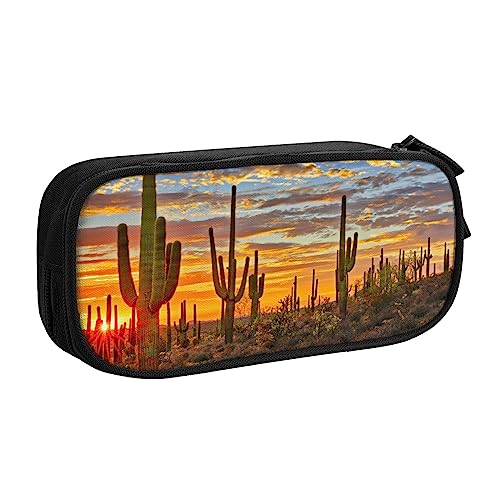 Tasche für Schule, Bürobedarf, Sonnenuntergang, Kaktus in Wüste, großes Fassungsvermögen, Federmäppchen für Studenten, Schreibwaren-Tasche, Stiftebox, Schreibtisch-Organizer mit glattem von FROON