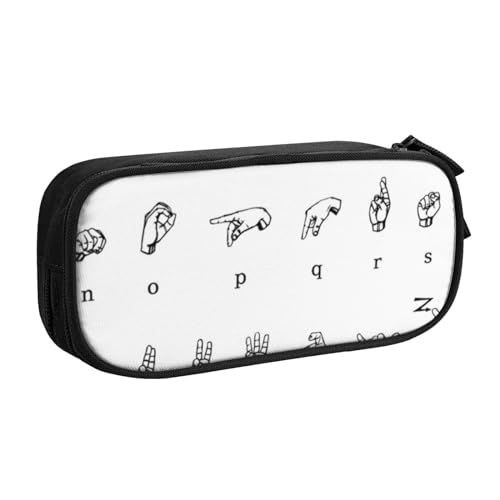 Tasche für Schule, Bürobedarf, Zeichensprache, Alphabet, großes Fassungsvermögen, Federmäppchen für Studenten, Schreibwaren-Tasche, Stiftebox, Schreibtisch-Organizer mit glattem Reißverschluss, von FROON