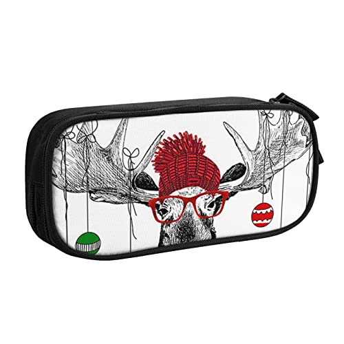 Tasche für Schule, Bürobedarf, lustiges Weihnachtshirsch, großes Fassungsvermögen, Federmäppchen für Studenten, Schreibwaren-Tasche, Stiftebox, Schreibtisch-Organizer mit glattem Reißverschluss, von FROON