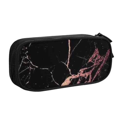 Tasche für Schule, Bürobedarf, schwarz, rotgold, Marmor, großes Fassungsvermögen, Federmäppchen für Studenten, Schreibwaren-Tasche, Stiftebox, Schreibtisch-Organizer mit glattem Reißverschluss, von FROON