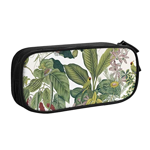 Tasche für Schule, Bürobedarf, tropische Blumen, Blätter, Papageien, großes Fassungsvermögen, Federmäppchen für Studenten, Schreibwaren-Tasche, Stiftebox, Schreibtisch-Organizer mit glattem von FROON