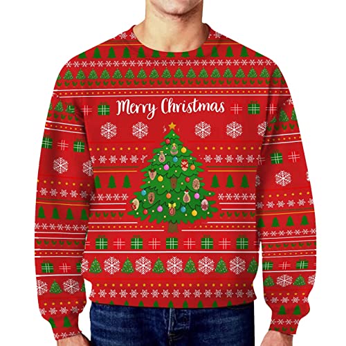 Weihnachtspullover Herren Sweatshirt Pullover Rundhals Ugly Christmas Sweater Unisex weihnachtspulli Lustige Rentier Weihnachtsmann Gedruckt Damen Weihnachten Pullover Langarmshirt von FROON