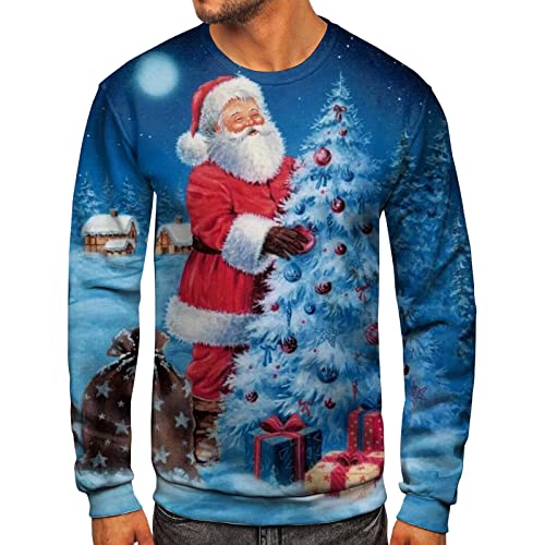 Weihnachtspullover Herren Sweatshirt Pullover Rundhals Ugly Christmas Sweater Unisex weihnachtspulli Lustige Rentier Weihnachtsmann Gedruckt Damen Weihnachten Pullover Langarmshirt von FROON