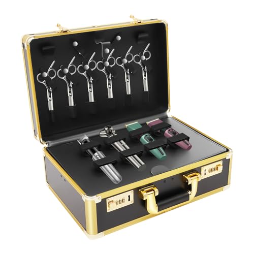 Barber Tragetasche | Friseur Werkzeugkasten | Haarschneide Organizer | Werkzeugtasche | Stylist Friseur Koffer | Friseurtasche | Werkzeugaufbewahrung für Friseure (Gold) von FROPIJ