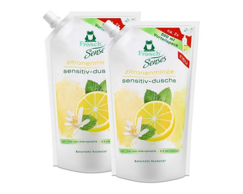 FROSCH Duschcreme Frosch Senses Sensitiv Dusche Zitronenminze 500ml Nachfüller (2er Pack von FROSCH