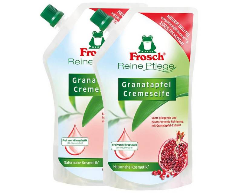 FROSCH Handseife Frosch Reine Pflege Granatapfel Cremeseife 500 ml Nachfüllbeutel (2er von FROSCH