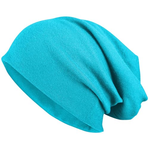 FRSOHEWIN Slouch Beanie Mütze Herren Damen Elastisch Weich Warm Baumwolle Unisex Gr. 52-65cm Frühling Herbst Winter Blauer See von FRSOHEWIN