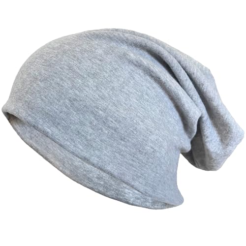 FRSOHEWIN Slouch Beanie Mütze Herren Damen Elastisch Weich Warm Baumwolle Unisex Gr. 52-65cm Frühling Herbst Winter Hellgrau von FRSOHEWIN